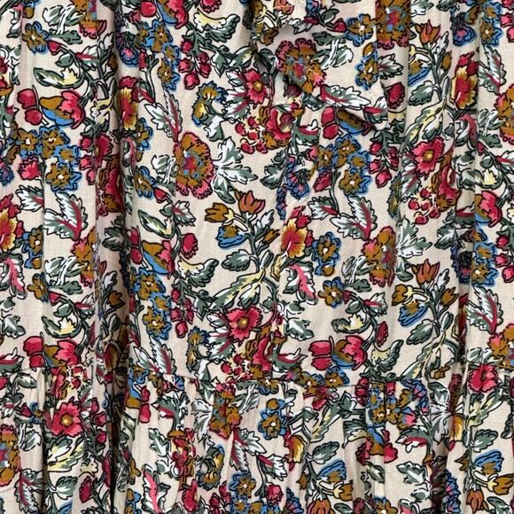 Natural Life Size Large Floral High Neck Tie Back Open Back Tiered Mini Dress - Picture 5 of 7